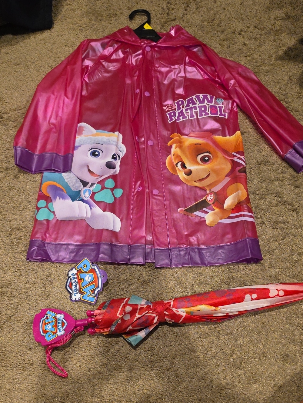 Paw Patrol Pink & Purple Raincoat with Matching Umbrella